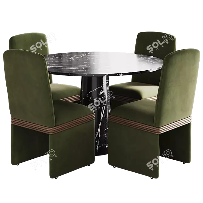 Elegant Pirouette Table & Rhodes Chair 3D model image 1