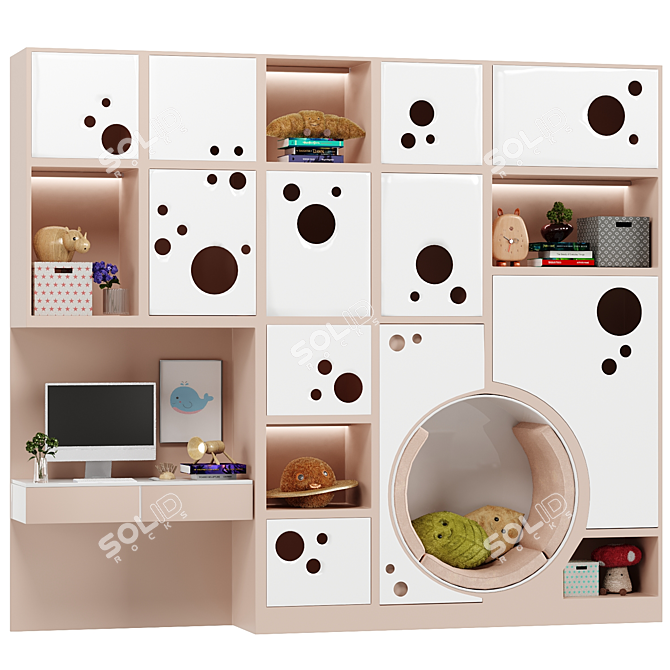 Kids Room Wardrobe with Toys 3D model image 2