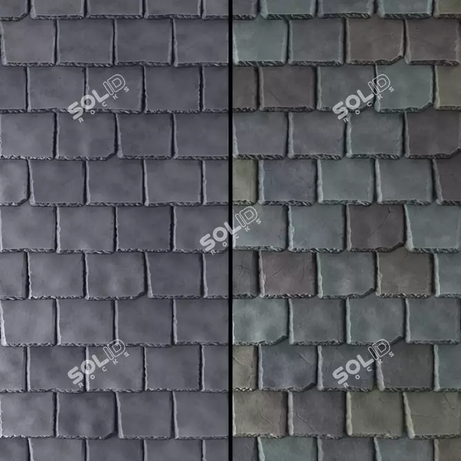 PBR Stone Roof Tile Set 3D model image 2