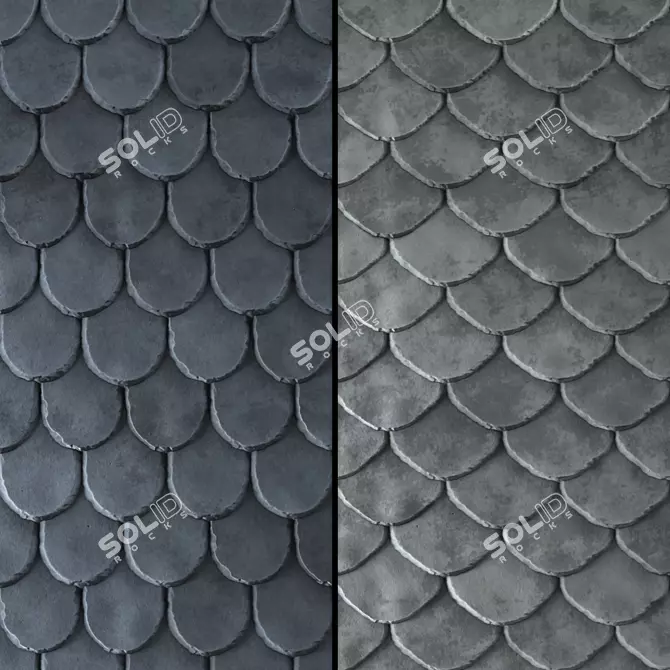 PBR Stone Roof Tile Set 3D model image 3