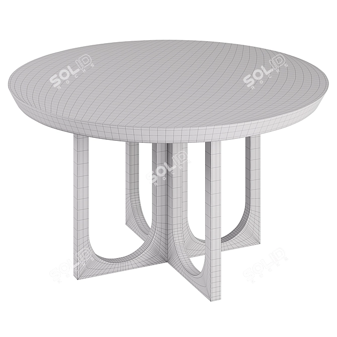 Modern Round Dining Table Concrete & Teak 3D model image 4