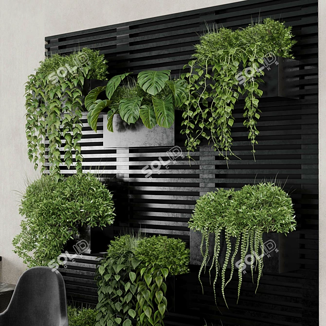 Office Reception Desk with Plant 3D model image 4