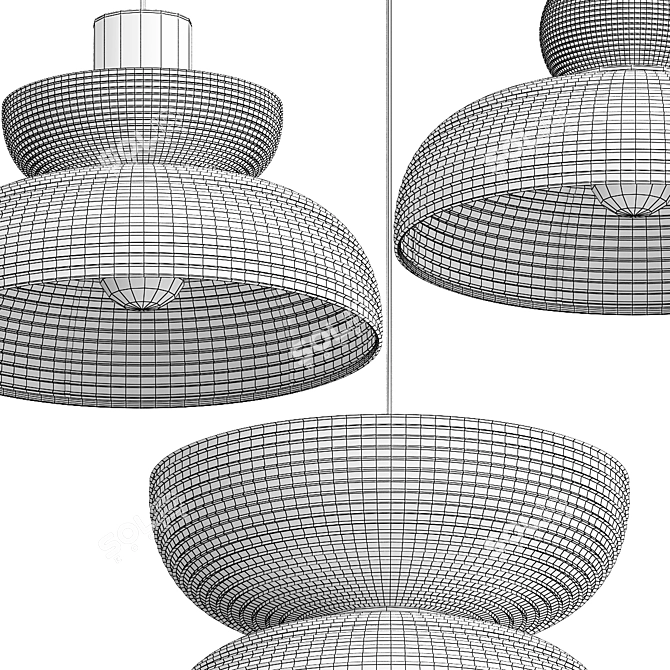 Japanese Bamboo Pendant Lamp 3D model image 6