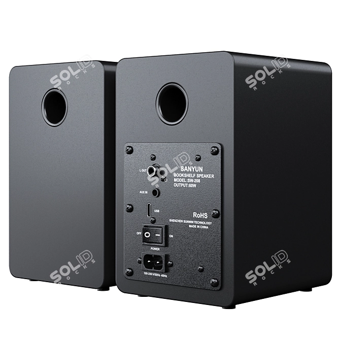 Sanyun SW208 Bluetooth Bookshelf Speakers 3D model image 3