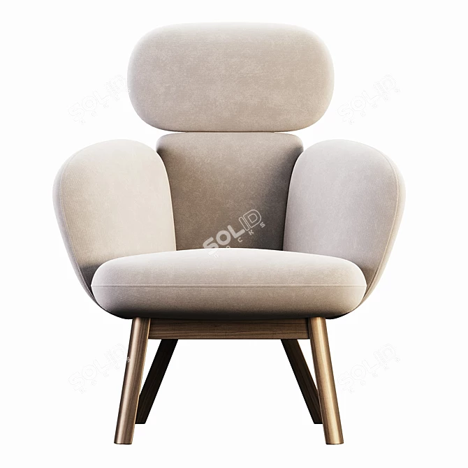 Modern Curved Bras Armchair Design 3D model image 2