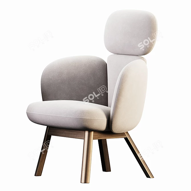 Modern Curved Bras Armchair Design 3D model image 3