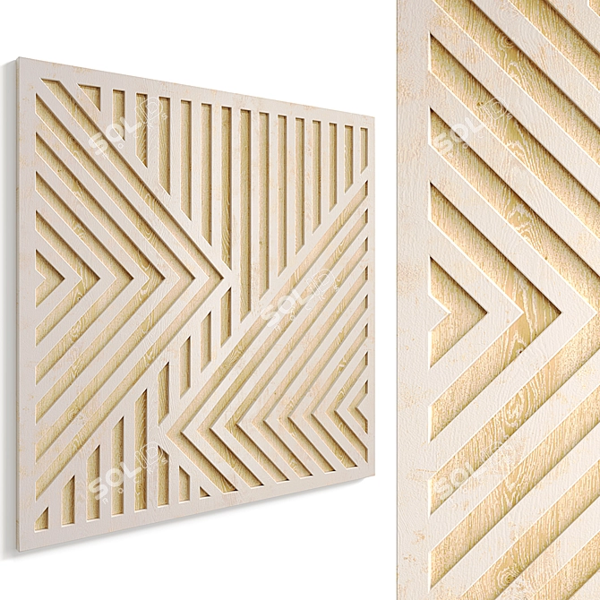 Geometric Wood Wall Art Plaque 3D model image 2