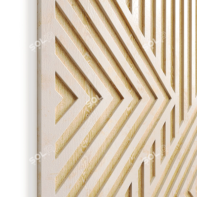 Geometric Wood Wall Art Plaque 3D model image 3