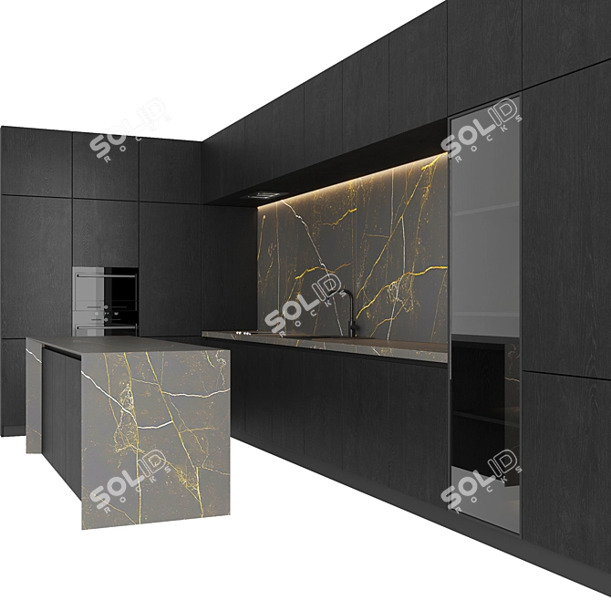 Modern Island Kitchen Set 3D model image 3