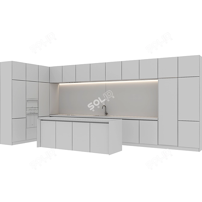 Modern Island Kitchen Set 3D model image 6