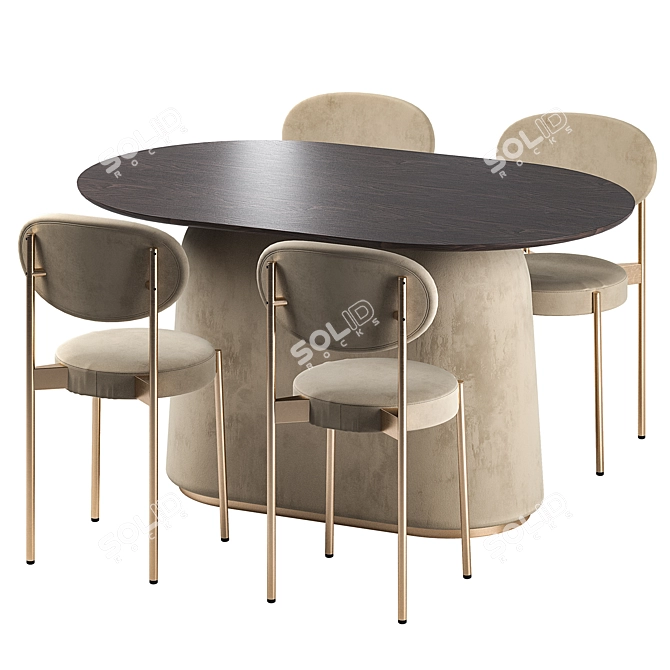 Stylish Casper UNIKA Table & 430 Chair 3D model image 1