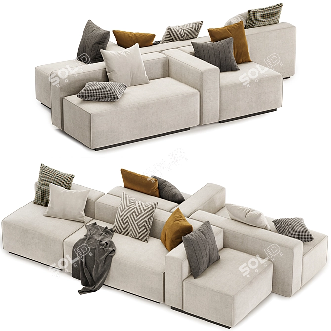 Customizable Cleon Modular Sofa Set 3D model image 1