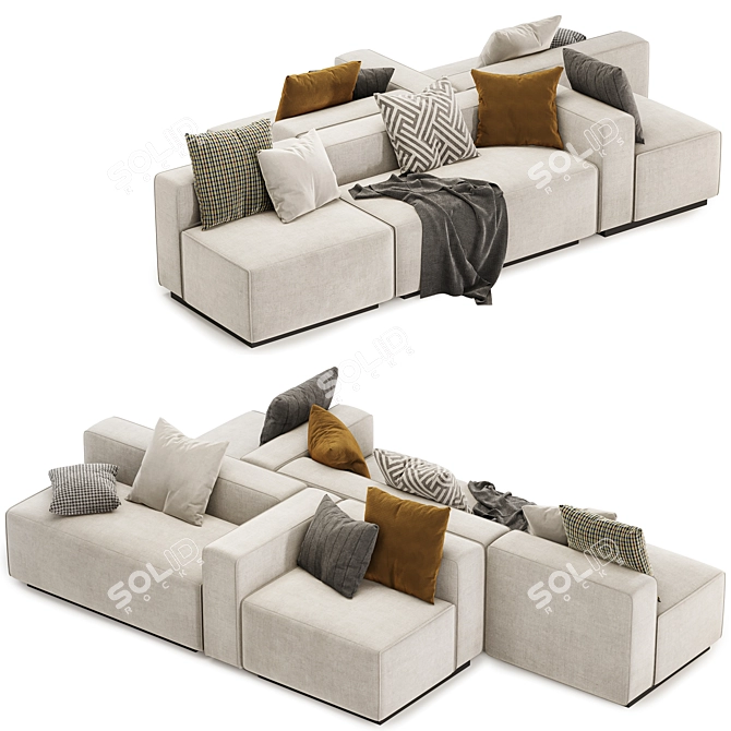 Customizable Cleon Modular Sofa Set 3D model image 2