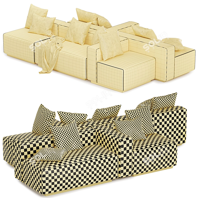 Customizable Cleon Modular Sofa Set 3D model image 3