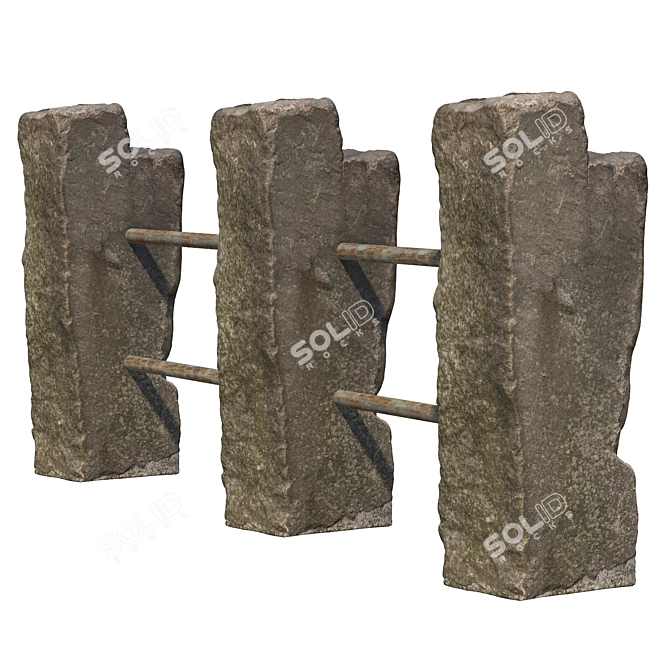 Ancient Stone Fence Kit 3D model image 1