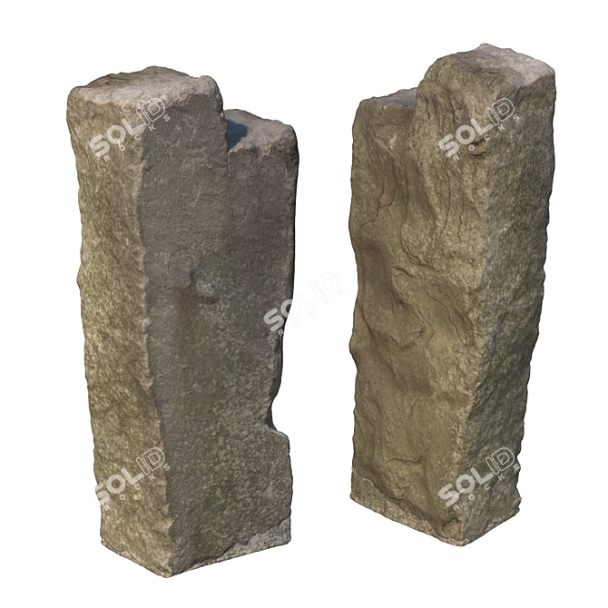 Ancient Stone Fence Kit 3D model image 6