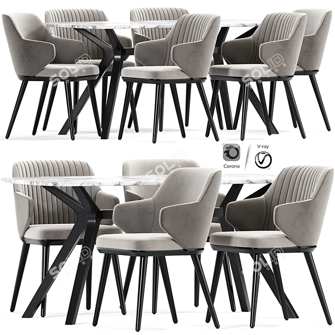 3D Dining Chair Table Models 3D model image 1