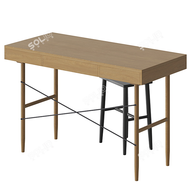 Sleek Hubsch Wooden Desk 3D model image 2