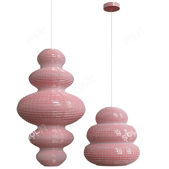 Elegant Wabi-sabi Paper Pendant Lights 3D model image 3