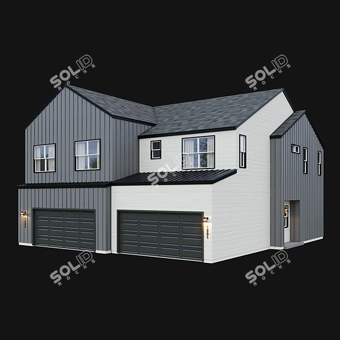 American House Low Poly Model 3D model image 2