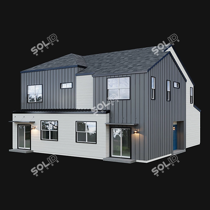 American House Low Poly Model 3D model image 4