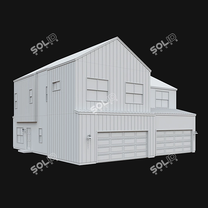 American House Low Poly Model 3D model image 5