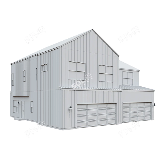 American House Low Poly Model 3D model image 10