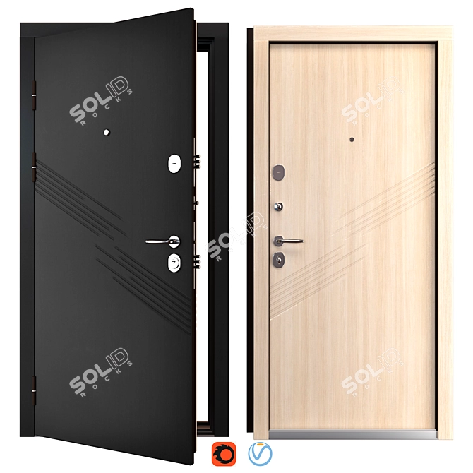 Metal Entry Door Camelia, Dual Locks 3D model image 1