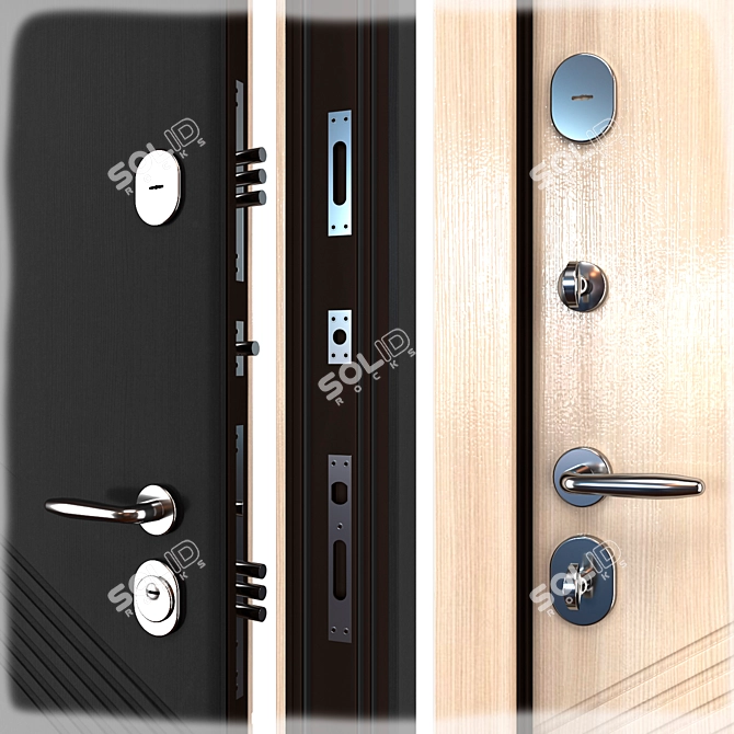 Metal Entry Door Camelia, Dual Locks 3D model image 2