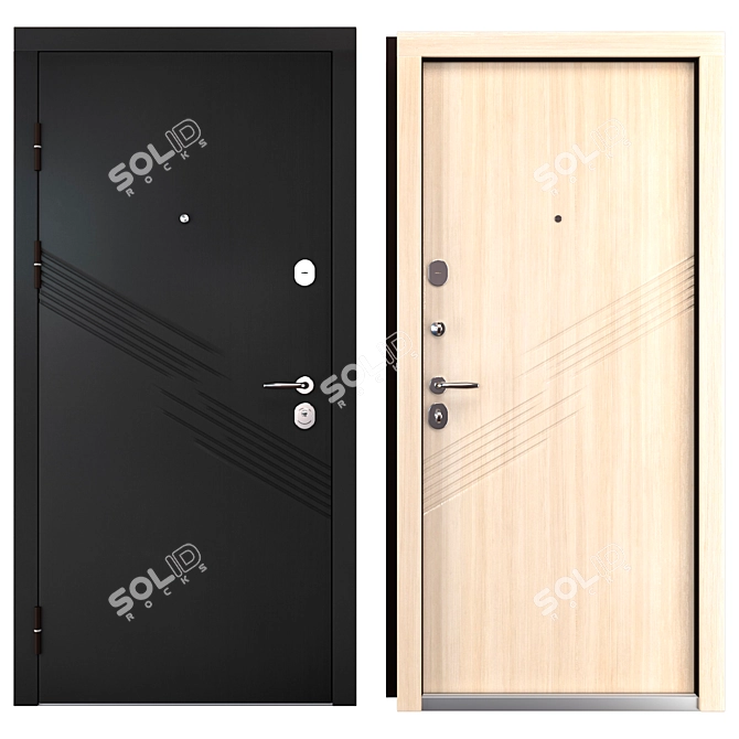 Metal Entry Door Camelia, Dual Locks 3D model image 3