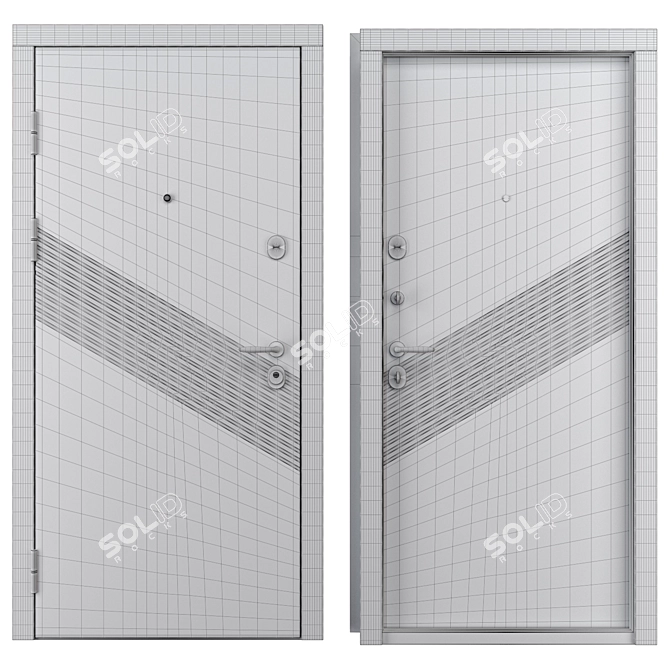 Metal Entry Door Camelia, Dual Locks 3D model image 4