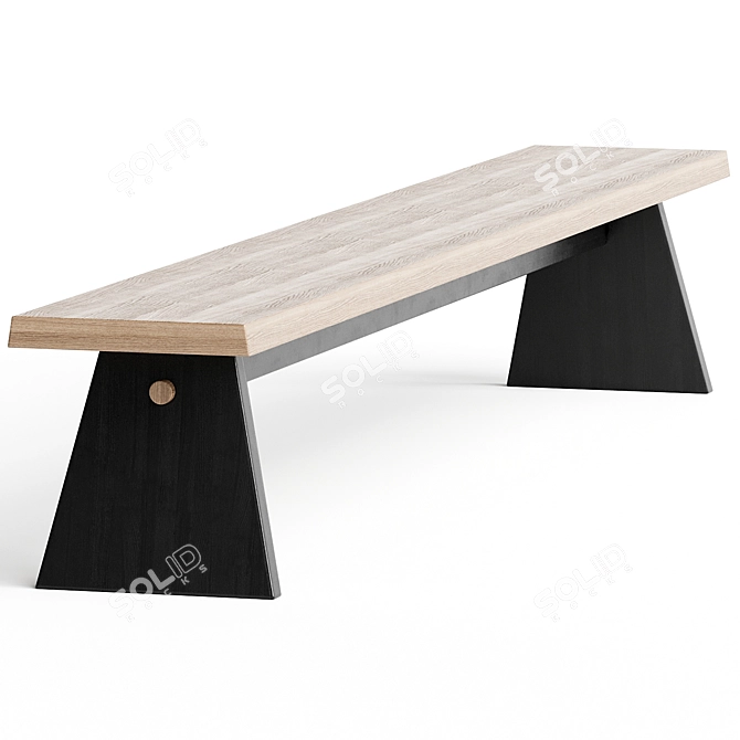 CRUSO JUNE Oak Bench Collection 3D model image 3