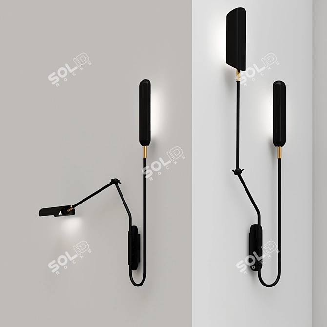 Modern Black Metal Table Lamp 3D model image 2