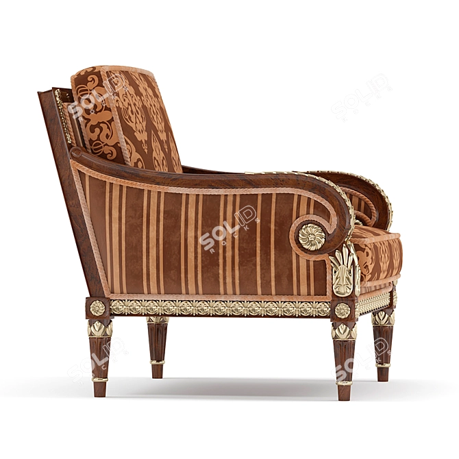 Handcrafted Red Wood Armchair 3D model image 3