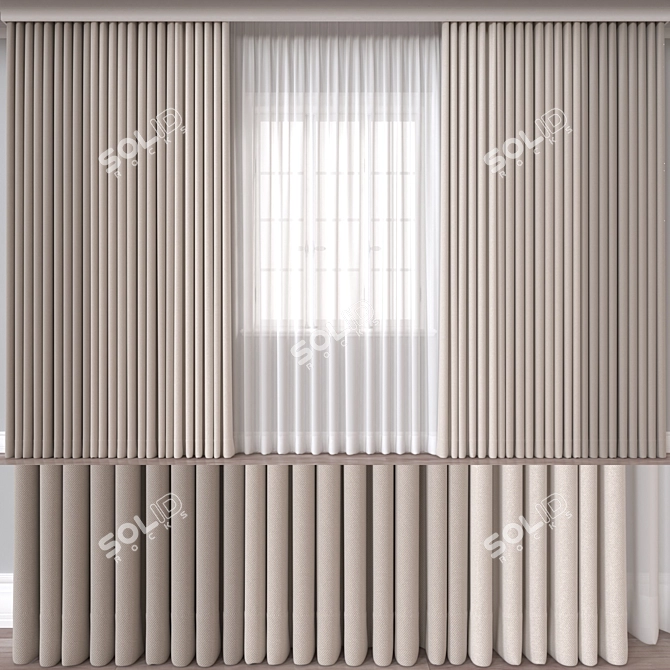 Versatile 3D Curtain Model 3D model image 1