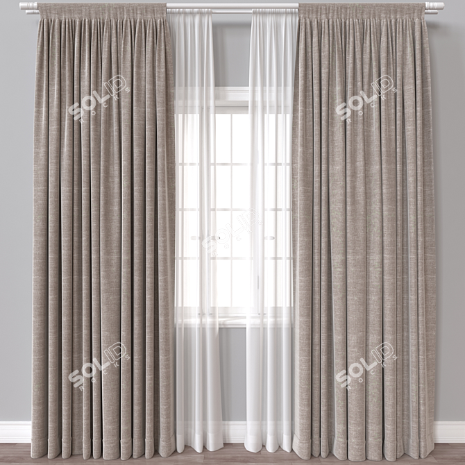 Modern 3D Curtain Model - FBX & OBJ Formats 3D model image 1