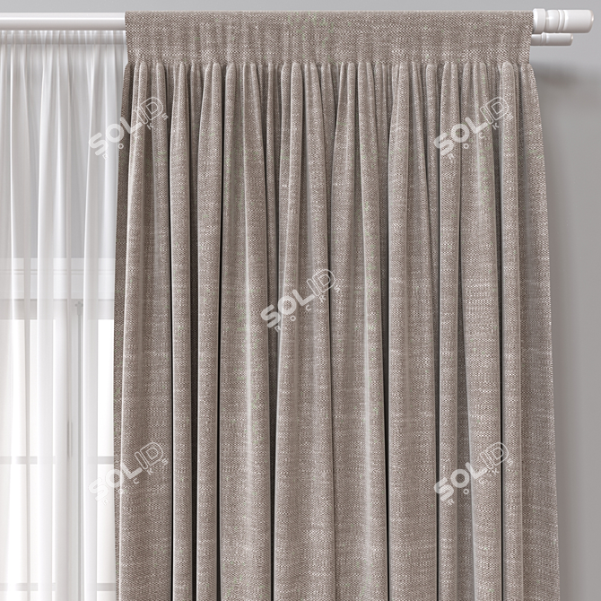 Modern 3D Curtain Model - FBX & OBJ Formats 3D model image 2