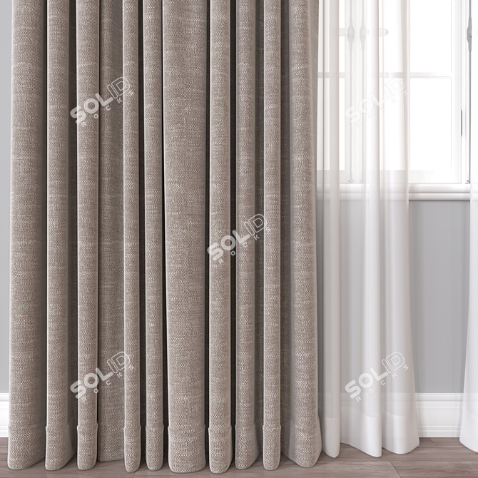 Modern 3D Curtain Model - FBX & OBJ Formats 3D model image 3