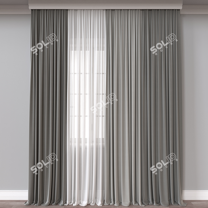  Window Curtain 3D Model 3D model image 1