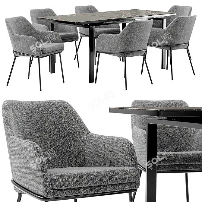 Cozy Dining Chair Set: Areal Table 3D model image 1