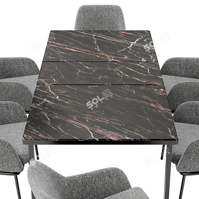 Cozy Dining Chair Set: Areal Table 3D model image 2