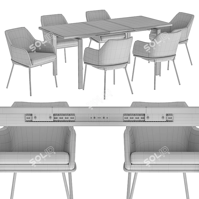 Cozy Dining Chair Set: Areal Table 3D model image 5