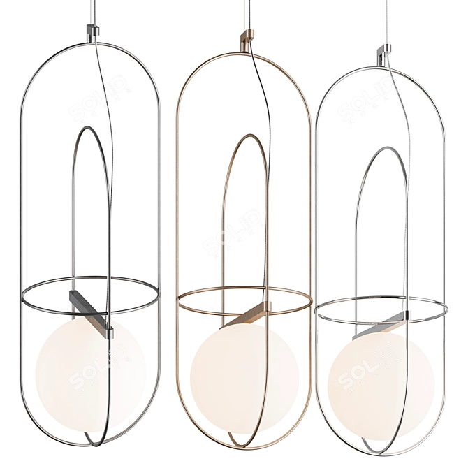 Orbital Sphere Suspended Pendant Light 3D model image 1