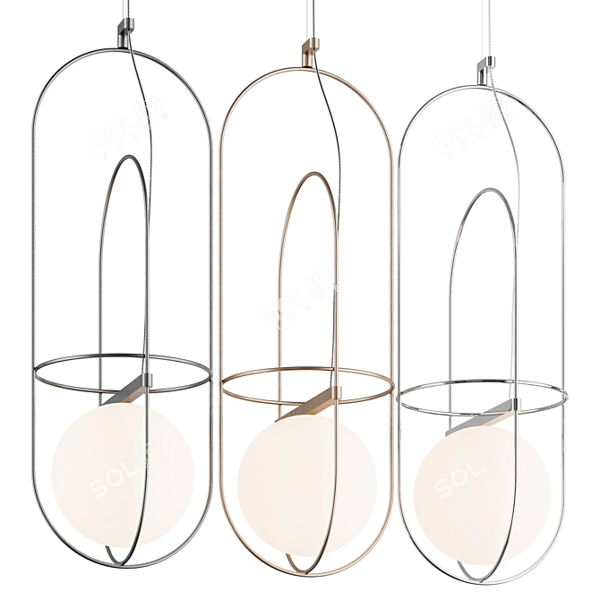 Orbital Sphere Suspended Pendant Light 3D model image 2