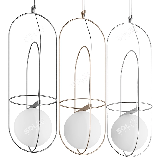 Orbital Sphere Suspended Pendant Light 3D model image 3