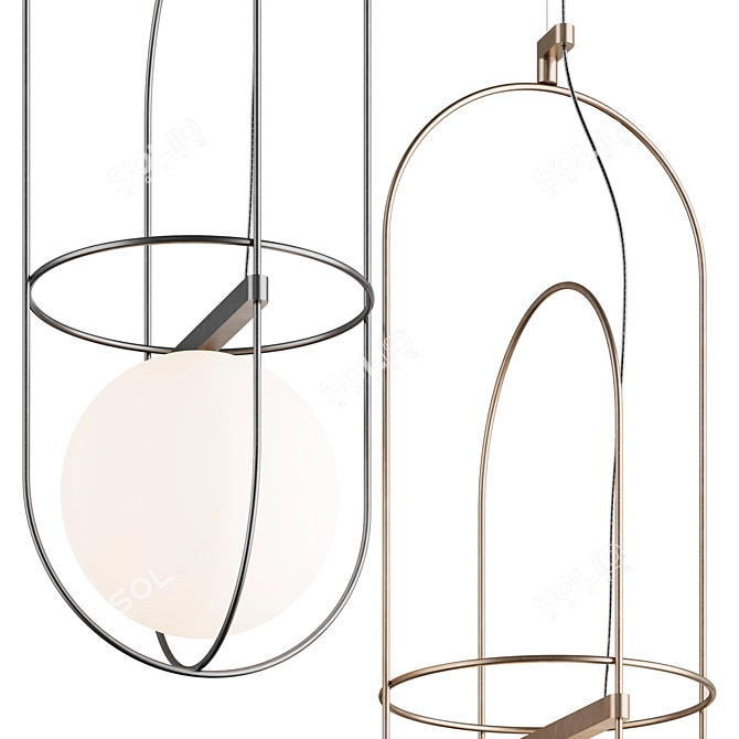 Orbital Sphere Suspended Pendant Light 3D model image 4