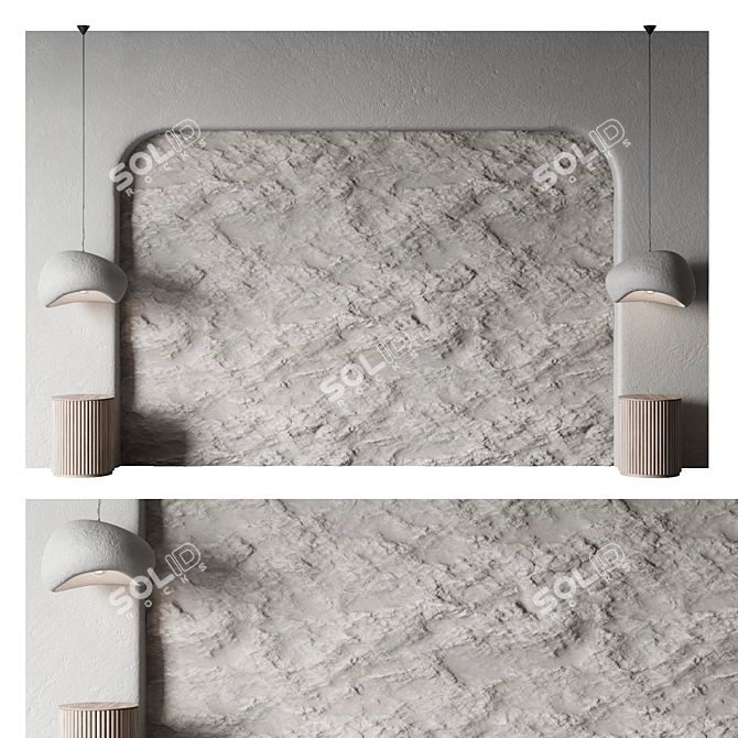 Stone Relief Bed Headboard 3D model image 1