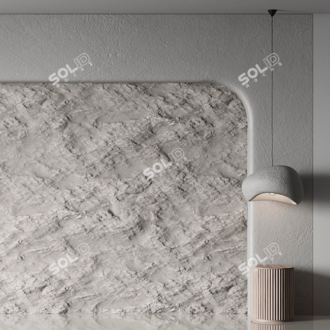 Stone Relief Bed Headboard 3D model image 3