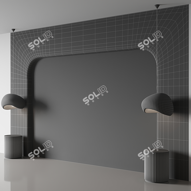 Stone Relief Bed Headboard 3D model image 4