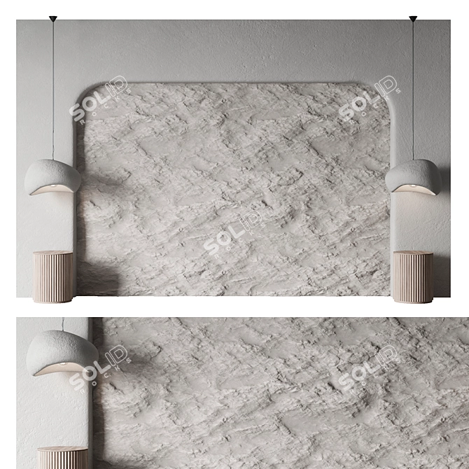 Stone Relief Bed Headboard 3D model image 7